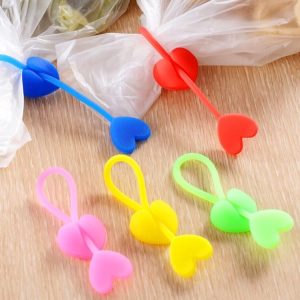5 PCS Love Shape Mini Silicone Plastic Bag Food Sealing Clip
