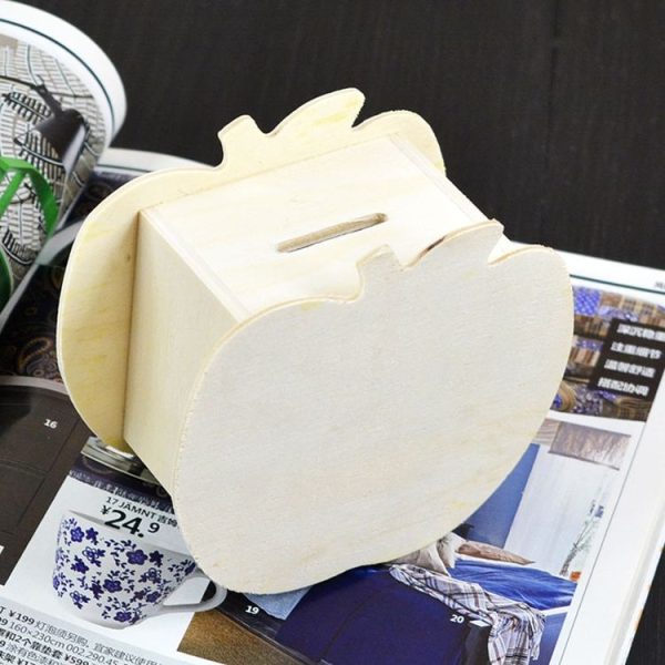 Lovely Creative Child DIY Wooden Apple Hand Painted Piggy Bank, Size: 10x5.6x9.5cm - Image 4