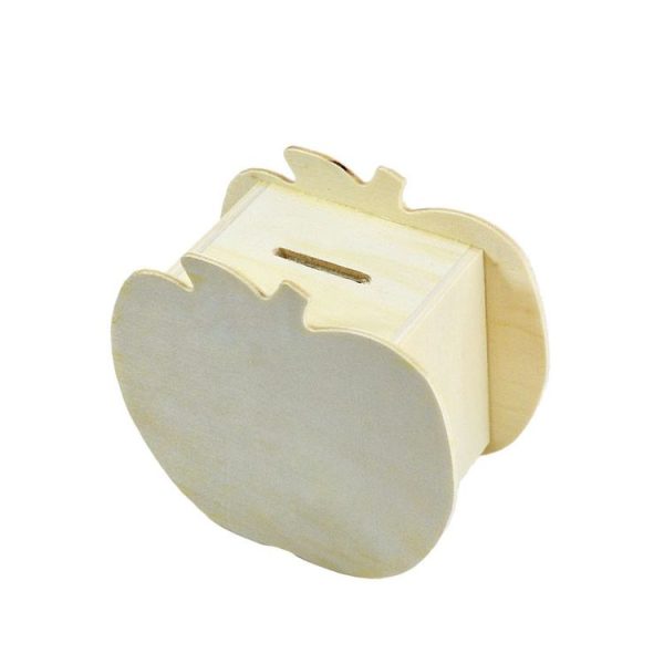 Lovely Creative Child DIY Wooden Apple Hand Painted Piggy Bank, Size: 10x5.6x9.5cm - Image 5