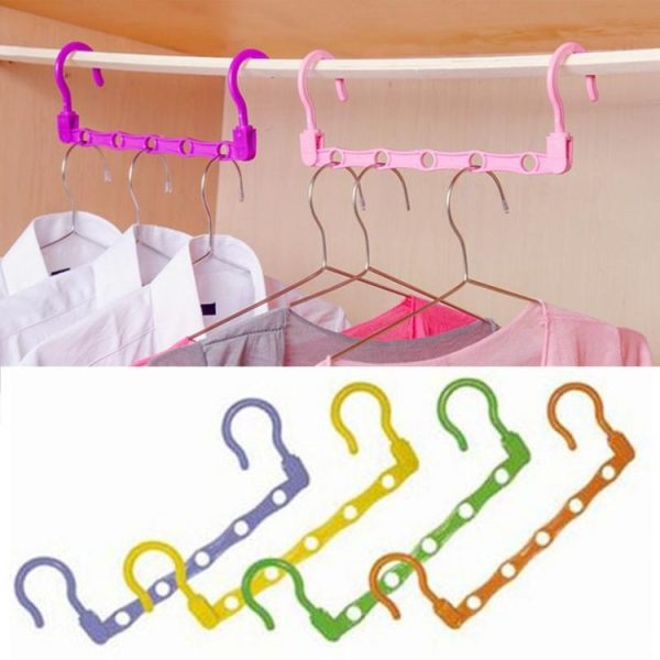 5-Hole Plastic Clothes Hanger Magic Hanger Hanger Wonder Closet Organizer Multi-port Hook, Random Color Delivery