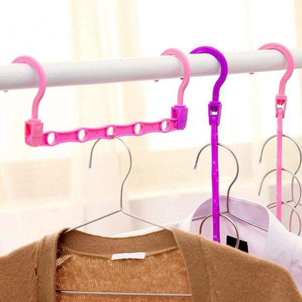 5-Hole Plastic Clothes Hanger Magic Hanger Hanger Wonder Closet Organizer Multi-port Hook, Random Color Delivery - Image 2
