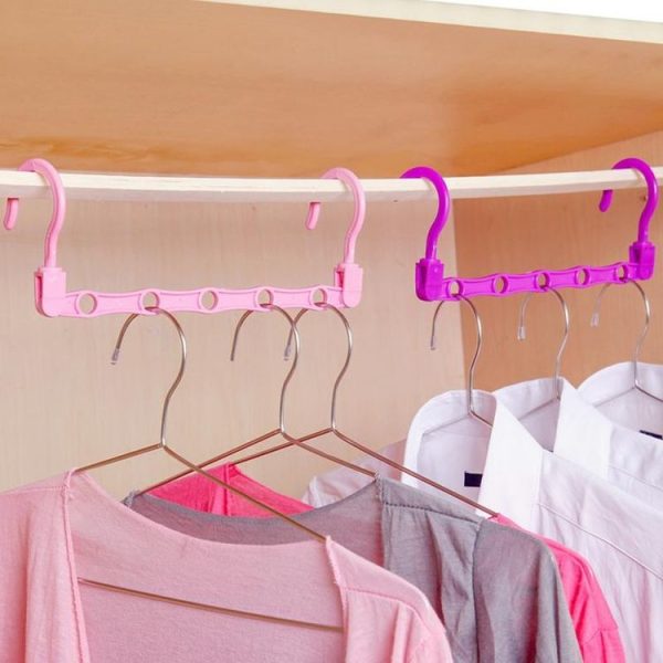 5-Hole Plastic Clothes Hanger Magic Hanger Hanger Wonder Closet Organizer Multi-port Hook, Random Color Delivery - Image 3