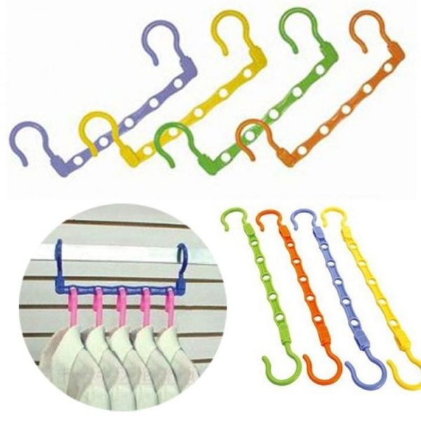 5-Hole Plastic Clothes Hanger Magic Hanger Hanger Wonder Closet Organizer Multi-port Hook, Random Color Delivery - Image 5