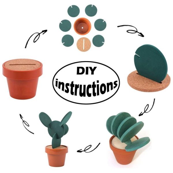 Novelty DIY Cactus Coaster Anti-skid Insulation Tea Pad Home Storage Desktop Multi-function Decoration - Image 4