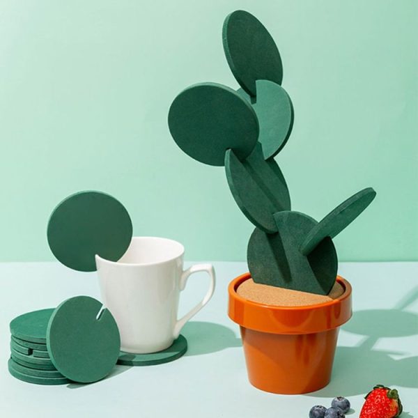 Novelty DIY Cactus Coaster Anti-skid Insulation Tea Pad Home Storage Desktop Multi-function Decoration - Image 6