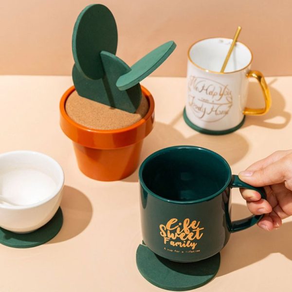 Novelty DIY Cactus Coaster Anti-skid Insulation Tea Pad Home Storage Desktop Multi-function Decoration - Image 7