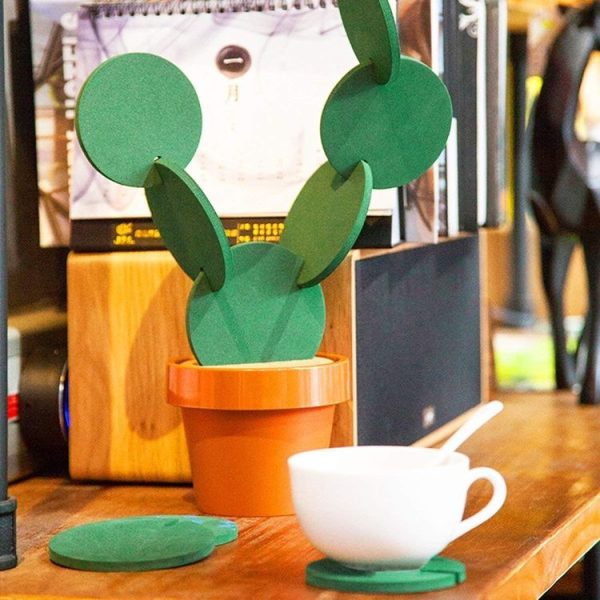 Novelty DIY Cactus Coaster Anti-skid Insulation Tea Pad Home Storage Desktop Multi-function Decoration - Image 9