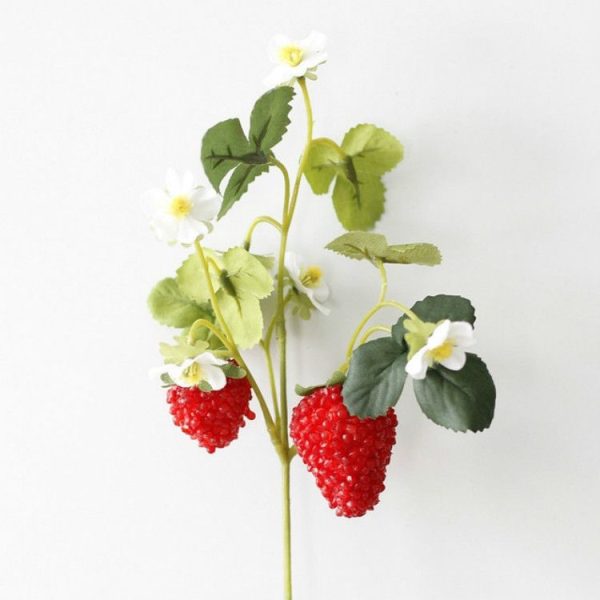 3 Branches Simulation Strawberry Branch Home Decoration DIY Flower Arrangement Material (2 Head Large Strawberries) - Image 2