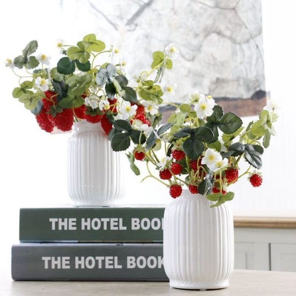 3 Branches Simulation Strawberry Branch Home Decoration DIY Flower Arrangement Material (2 Head Large Strawberries) - Image 3