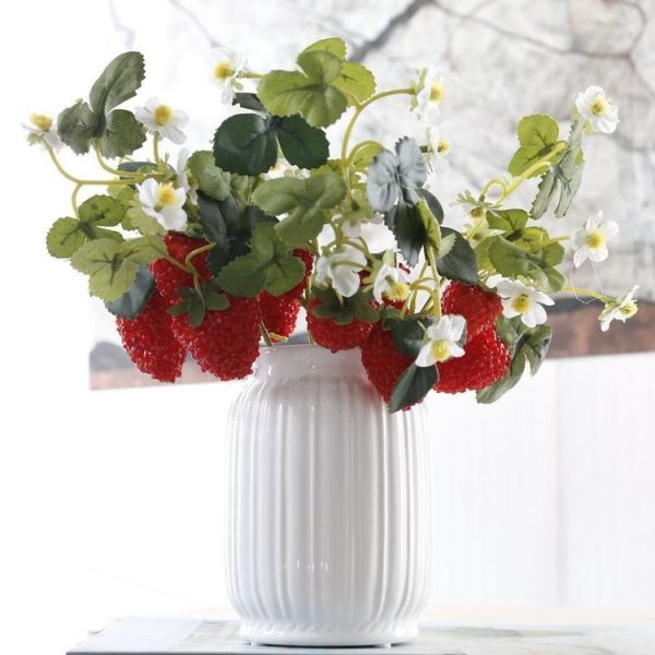 3 Branches Simulation Strawberry Branch Home Decoration DIY Flower Arrangement Material (2 Head Large Strawberries) - Image 5