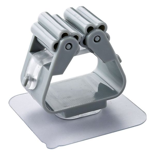 Mop Holder Wall Mounted Organizer Holder Household Kitchen Bathroom Adhesive Storage Broom Hanger Clip Hook Racks (Grey)