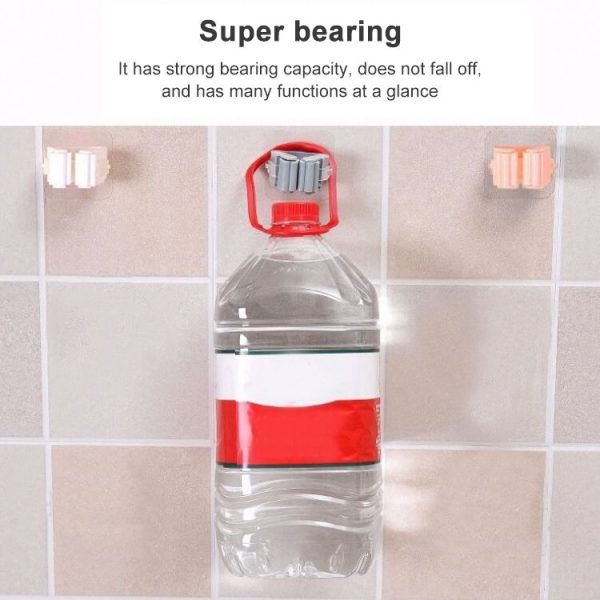 Mop Holder Wall Mounted Organizer Holder Household Kitchen Bathroom Adhesive Storage Broom Hanger Clip Hook Racks (Grey) - Image 5