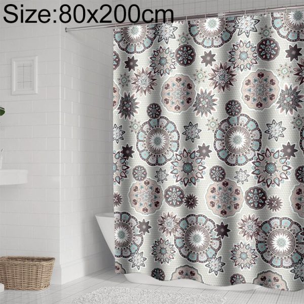 Bohemian Mandala Shower Curtains Bathroom Geometric Waterproof Bath Curtain, Size: 80x200cm