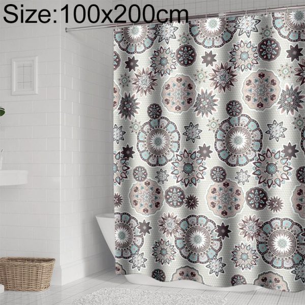 Bohemian Mandala Shower Curtains Bathroom Geometric Waterproof Bath Curtain, Size: 100x200cm