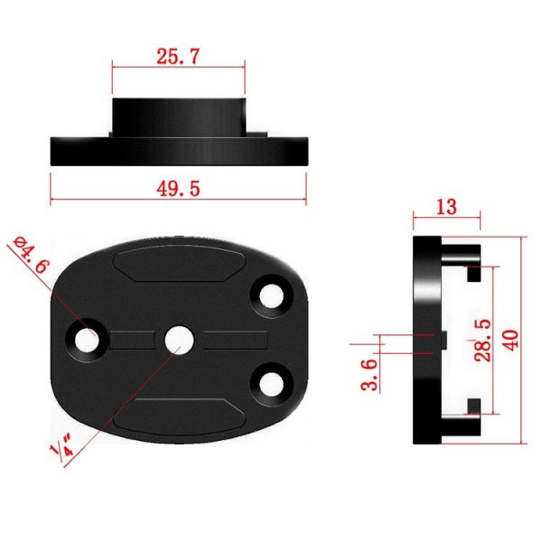 4 Holes Aluminum Quick Release Tripod Mount Base For Sports Camera, Color: Black - Image 3
