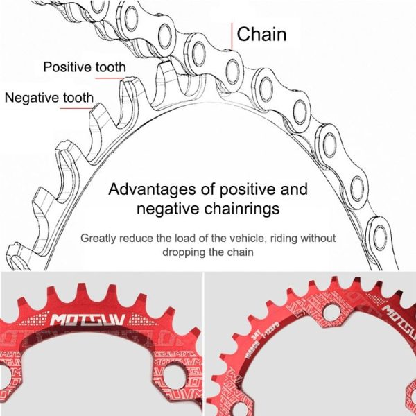 MOTSUV Narrow Wide Chainring MTB Bicycle 104BCD Tooth Plate Parts (Purple) - Image 4