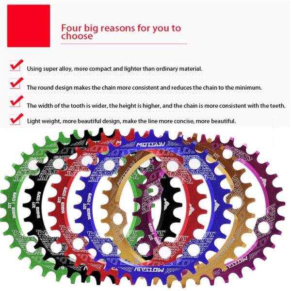 MOTSUV Narrow Wide Chainring MTB Bicycle 104BCD Tooth Plate Parts (Purple) - Image 5