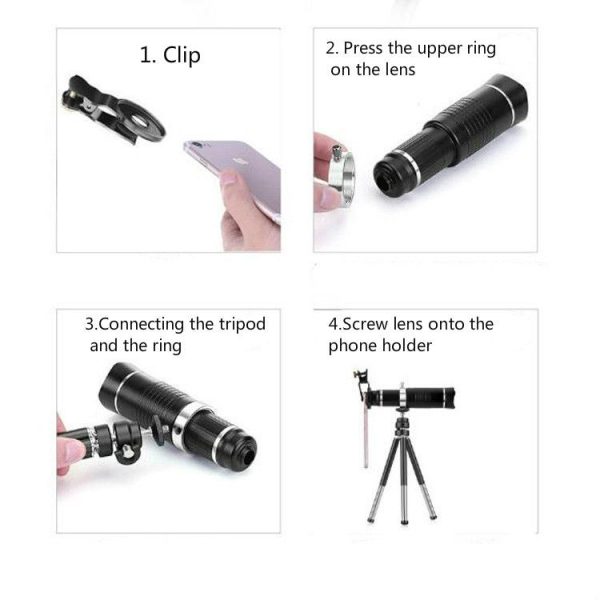 Universal 20 Times Mobile Phone Telephoto Lens Monocular Live Broadcast HD 4K No Vignetting Lens - Image 3