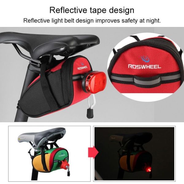 ROSWHEEL Le Hyun Bicycle Bag Waterproof Mountain Bike Tool Tail Bag Saddle Bag (Red) - Image 5