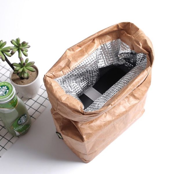 Outdoor Picnic Environmentally Friendly Degradable Kraft Paper Lunch Bag DuPont Paper Aluminum Film Lunch Box, Capacity: 6L / CL2013 - Image 3