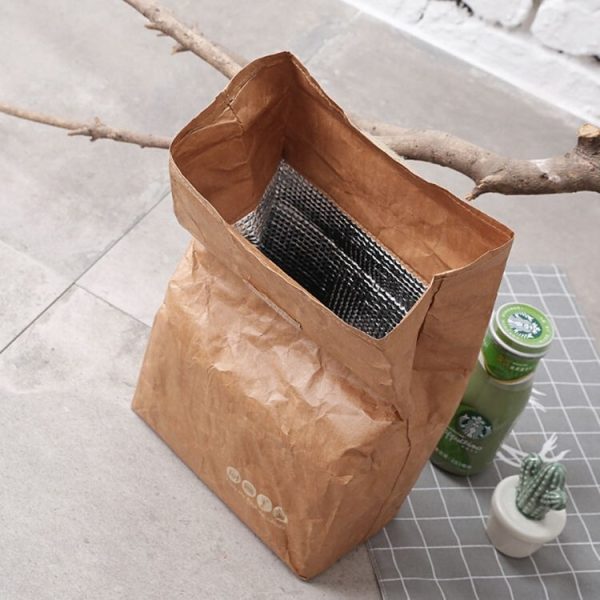 Outdoor Picnic Environmentally Friendly Degradable Kraft Paper Lunch Bag DuPont Paper Aluminum Film Lunch Box, Capacity: 6L / CL2013 - Image 5