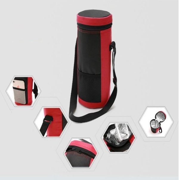 Wine Insulation Bag Portable Cylinder Oxford Cloth Insulation Package Wine Ice Bbag SH0073 / 4L (Red) - Image 4