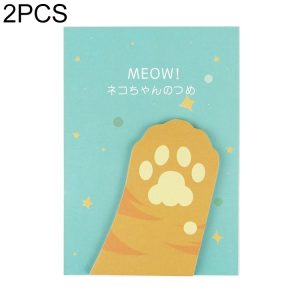 2 PCS Cat Claw Stickers Heterologous Bookmarks Cat Stickers (Yellow)