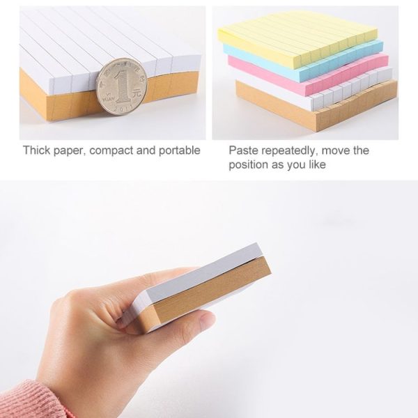 5 PCS Simple Kraft Paper Horizontal Line Small Note Book Square Message Note N Times Post It (Blue) - Image 3
