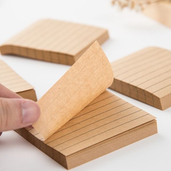 5 PCS Simple Kraft Paper Horizontal Line Small Note Book Square Message Note N Times Post It (Blue) - Image 4