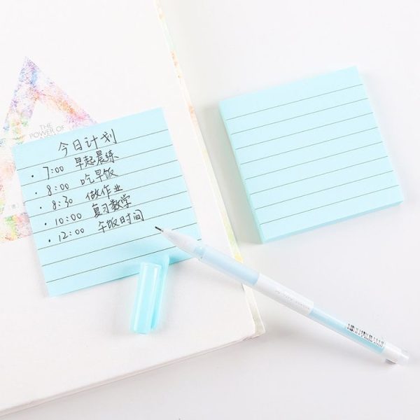 5 PCS Simple Kraft Paper Horizontal Line Small Note Book Square Message Note N Times Post It (Blue) - Image 5