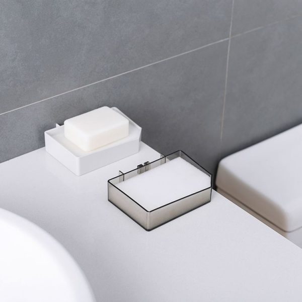 2521 Creative Bathroom Absorbent Sponge Soap Box Free Punching Wall Hanging Drain Soap Rack (Transparent Black) - Image 10