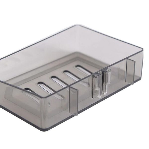 2521 Creative Bathroom Absorbent Sponge Soap Box Free Punching Wall Hanging Drain Soap Rack (Transparent Black) - Image 5