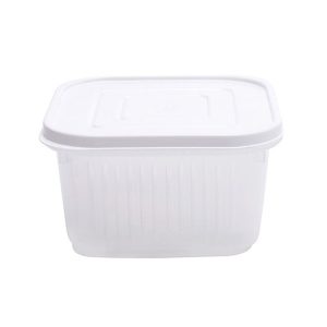 Kitchen Refrigerator Fruit And Vegetable Drain Storage Box with Cap (White)