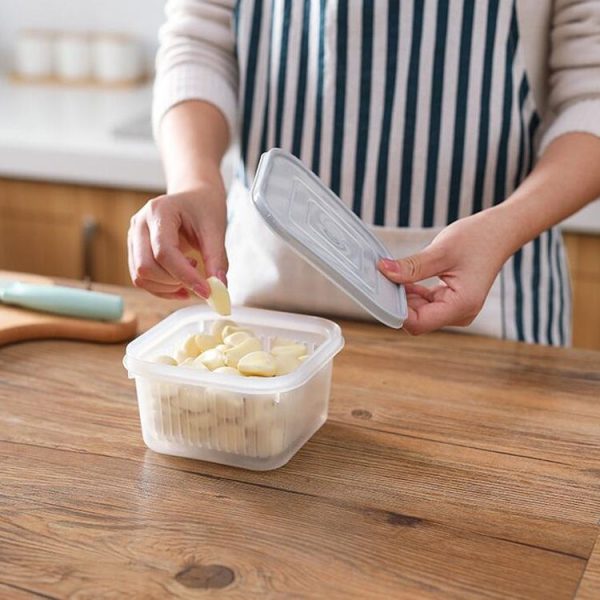 Kitchen Refrigerator Fruit And Vegetable Drain Storage Box with Cap (White) - Image 11