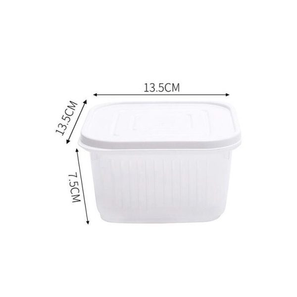 Kitchen Refrigerator Fruit And Vegetable Drain Storage Box with Cap (White) - Image 3
