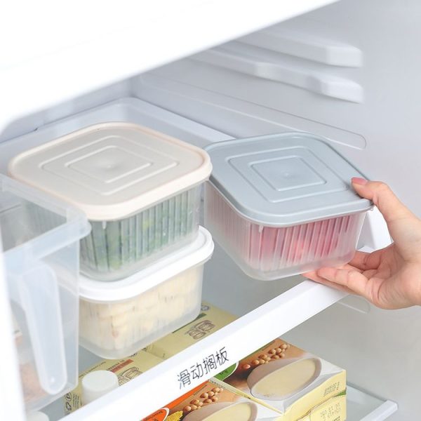 Kitchen Refrigerator Fruit And Vegetable Drain Storage Box with Cap (White) - Image 8