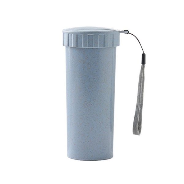 1943 Creative Wheat Straw Hand Cup Student Cute Mini Couple Cup Plastic Portable Water Cup (Blue) - Image 2