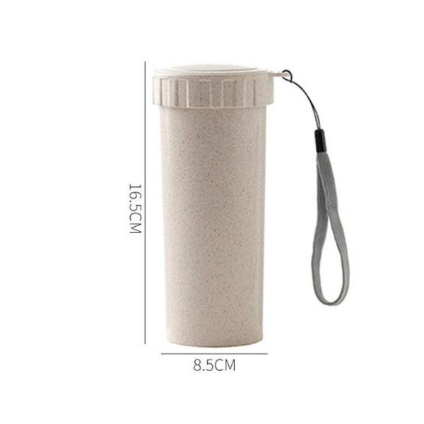 1943 Creative Wheat Straw Hand Cup Student Cute Mini Couple Cup Plastic Portable Water Cup (Blue) - Image 3