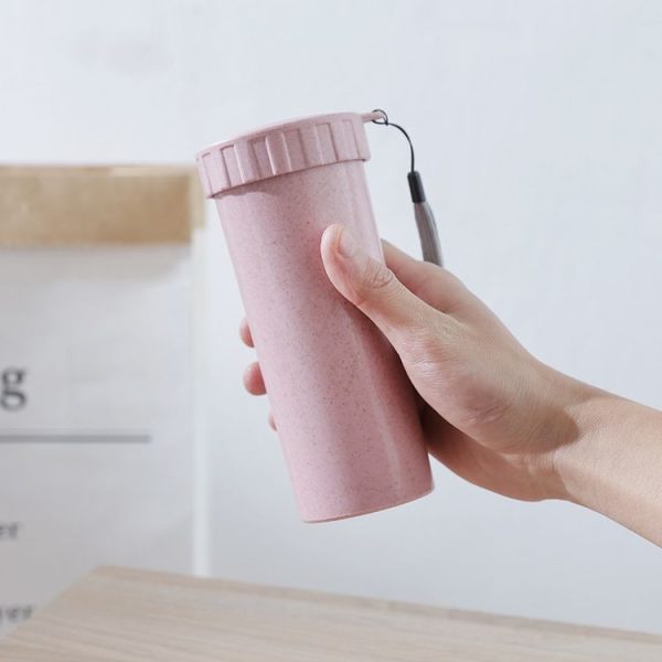 1943 Creative Wheat Straw Hand Cup Student Cute Mini Couple Cup Plastic Portable Water Cup (Blue) - Image 7