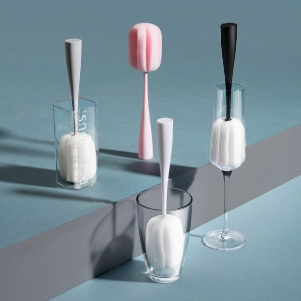 Long Handle Sponge Cup Brush Mug Cleaning Brush Bottle Brush Glass Cup Brush (Pink) - Image 8