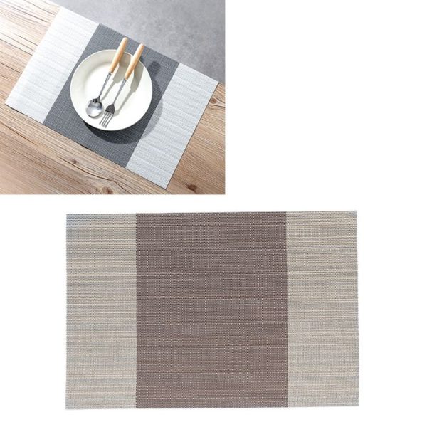 1796 Simple PVC Non-slip Insulation Table Mat Disposable Green Dishes Western Table Mat, Size: 30 x 45cm (Vertical Bar Coffee)
