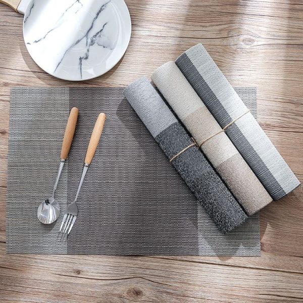 1796 Simple PVC Non-slip Insulation Table Mat Disposable Green Dishes Western Table Mat, Size: 30 x 45cm (Vertical Bar Coffee) - Image 3