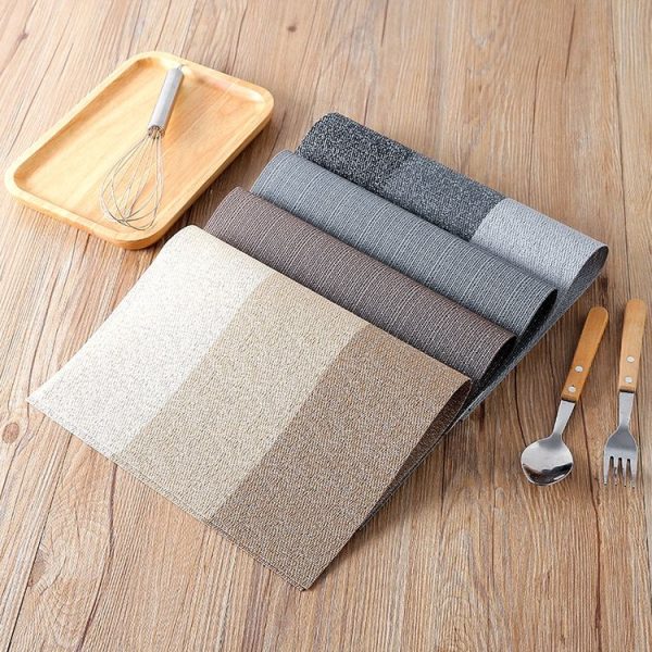1796 Simple PVC Non-slip Insulation Table Mat Disposable Green Dishes Western Table Mat, Size: 30 x 45cm (Vertical Bar Coffee) - Image 4
