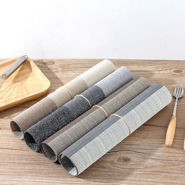 1796 Simple PVC Non-slip Insulation Table Mat Disposable Green Dishes Western Table Mat, Size: 30 x 45cm (Vertical Bar Coffee) - Image 5