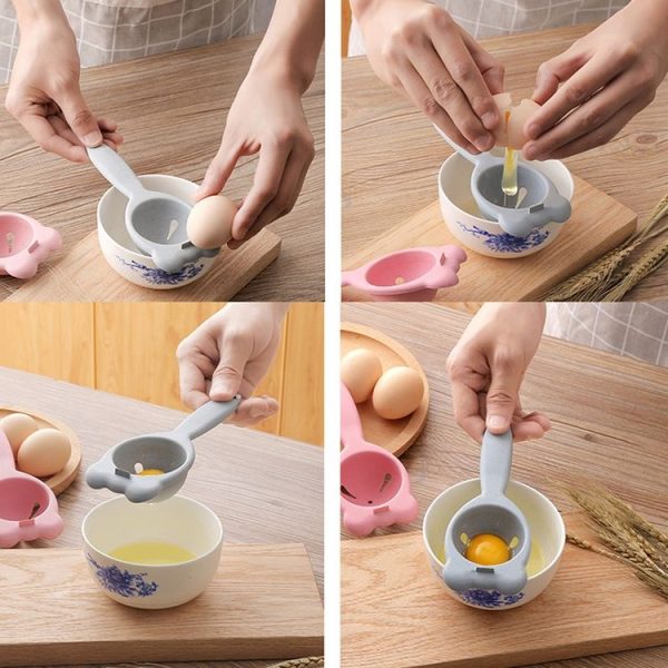 3 PCS 2260 Bear Ears Shape Kitchen Baking Wheat Straw Egg Yolk Egg White Separation Tool Filter Separator (Pink) - Image 10