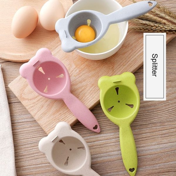 3 PCS 2260 Bear Ears Shape Kitchen Baking Wheat Straw Egg Yolk Egg White Separation Tool Filter Separator (Pink) - Image 9