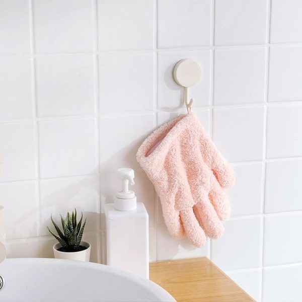 Singe Fast Dry Hair Gloves Quick Drying Coral Velvet Absorbent Gloves (White) - Image 3