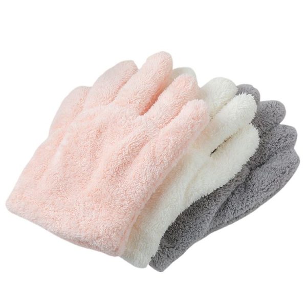 Singe Fast Dry Hair Gloves Quick Drying Coral Velvet Absorbent Gloves (White) - Image 5