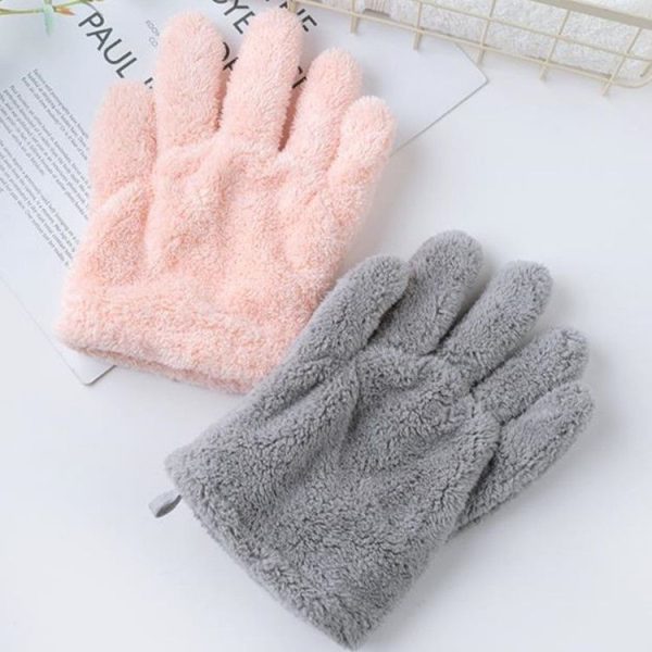Singe Fast Dry Hair Gloves Quick Drying Coral Velvet Absorbent Gloves (White) - Image 6