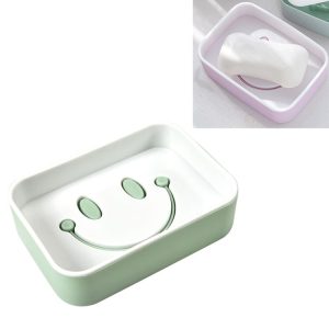 Creative Smiley Soap Box Bathroom Wash Drain Tray Rack, Size: 12.5 x9 x3.5cm (Green)